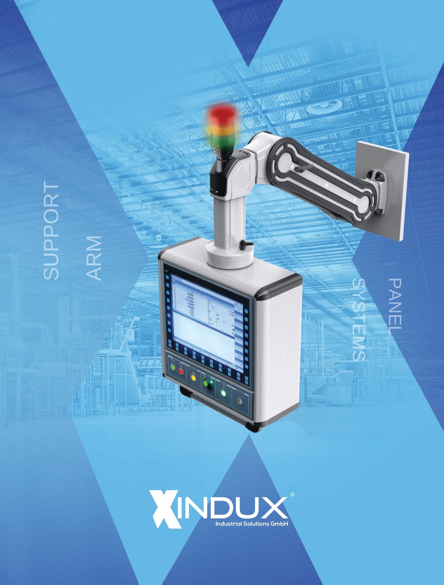 XINDUX support arm and HMI panel system